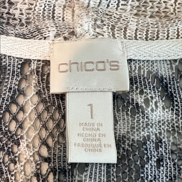 Chico's Taupe and Blue Embellished Open Cardigan with Cutout Pattern -Size 1 - Picture 5 of 12